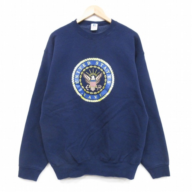 00s 長袖スウェット ミリタリー ネイビー L | 古着