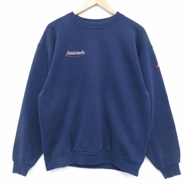 90s 長袖スウェット Ameritech ネイビー L | 古着