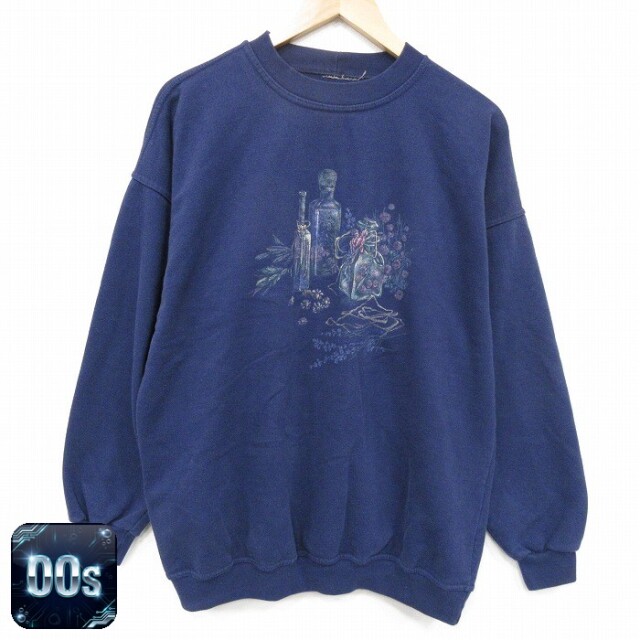 【50%OFF】00s 長袖スウェット 花 ネイビー XL | 古着