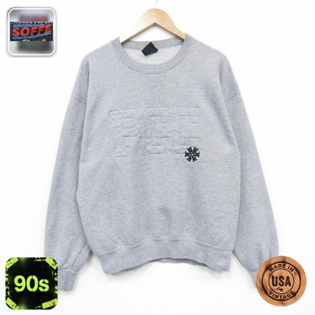 【50%OFF】90s 長袖スウェット PCC刺繍 グレー L | 古着