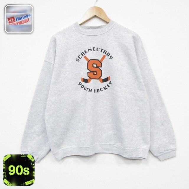 【50%OFF】ヘインズ 90s 長袖スウェット ユースホッケー グレー XL | 古着