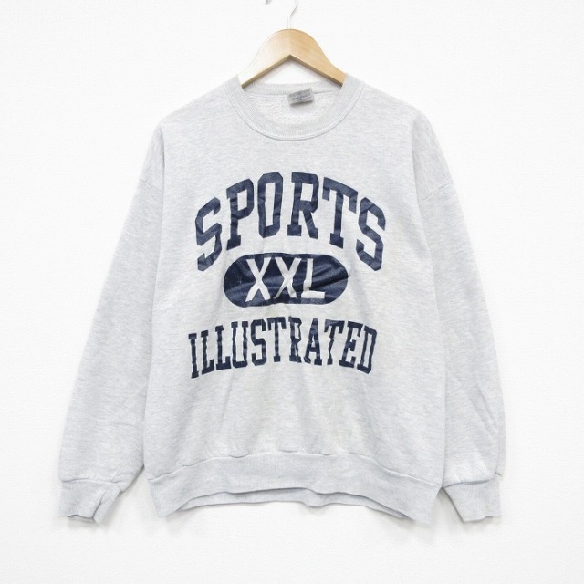 L★古着 ジャージーズ 長袖 スウェット メンズ 90年代 90s スポーツ クルーネック USA製 薄グレー 霜降り 25dec18