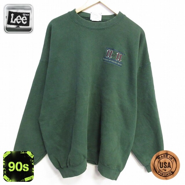【50%OFF】リー 90s 長袖スウェット uofu グリーン XL | 古着