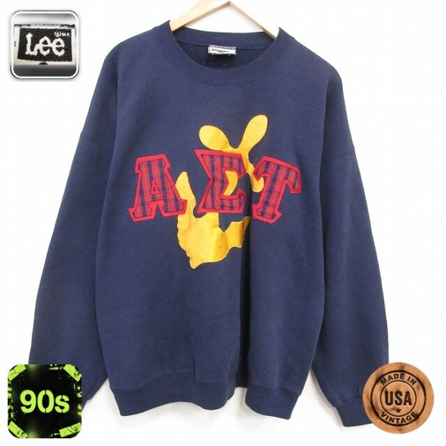 【50%OFF】リー 90s 長袖スウェット ギリシャ文字 ネイビー XL | 古着