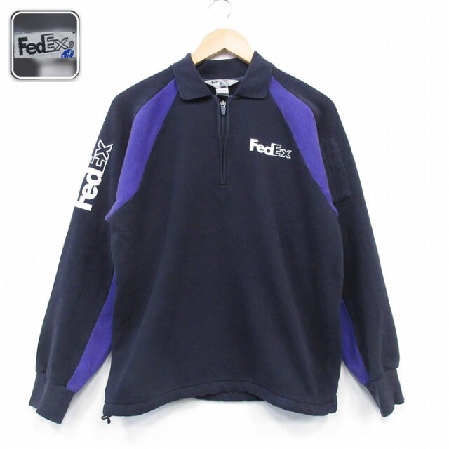ハーフジップスウェット FedEx ブラック L | 古着