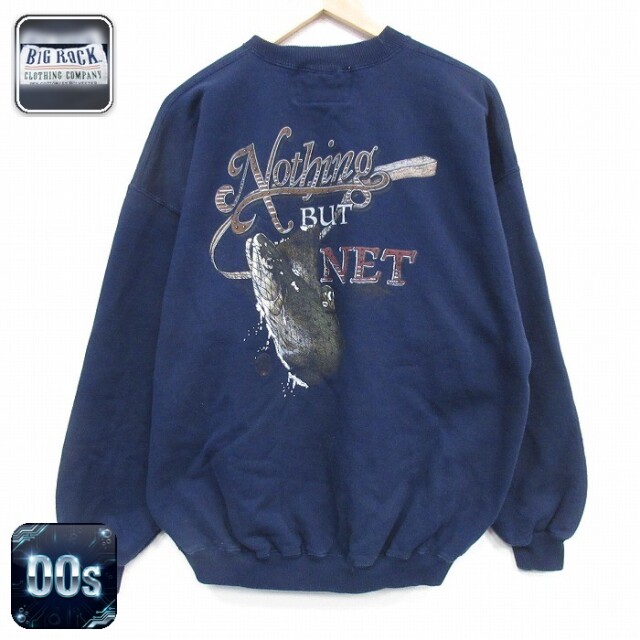 【50%OFF】00s 長袖スウェット 魚 ネイビー XL | 古着