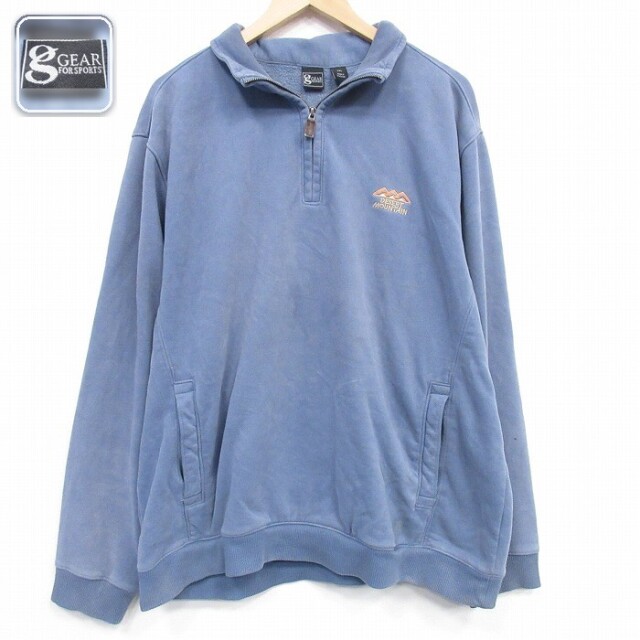 【50%OFF】長袖ハーフジップスウェット デザートマウンテン ライトブルー XL | 古着