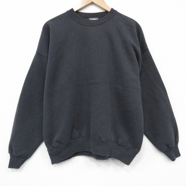 XL★古着 ヘインズ 長袖 スウェット メンズ 00年代 00s 無地 クルーネック 黒 25dec18