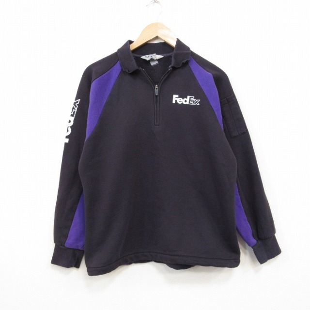 ハーフジップスウェット FedEx ブラック L | 古着
