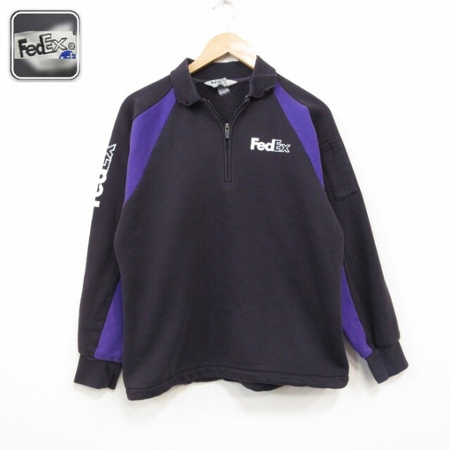 ハーフジップスウェット FedEx ブラック L | 古着