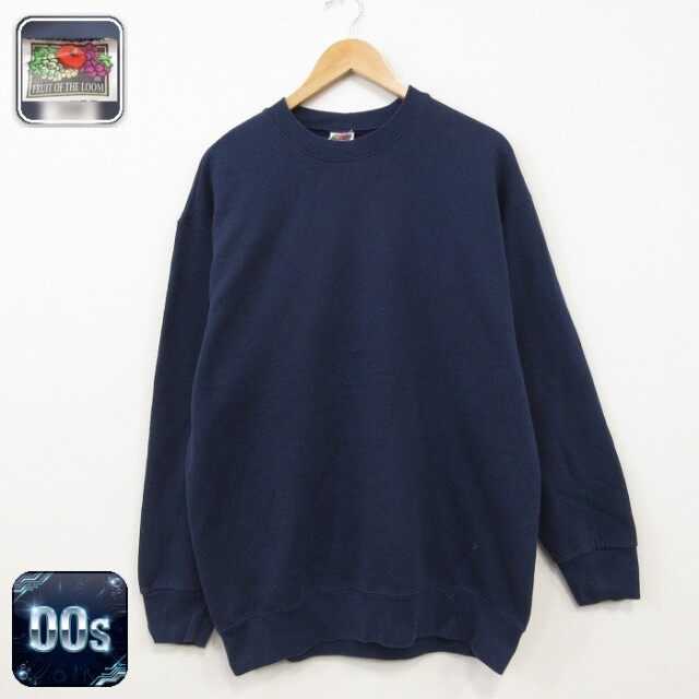 【50%OFF】フルーツオブザルーム 00s 長袖スウェット ネイビー L | 古着