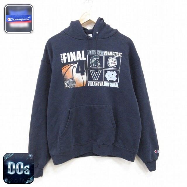 【50%OFF】チャンピオン 00s 長袖パーカー バスケットボール ネイビー L | 古着