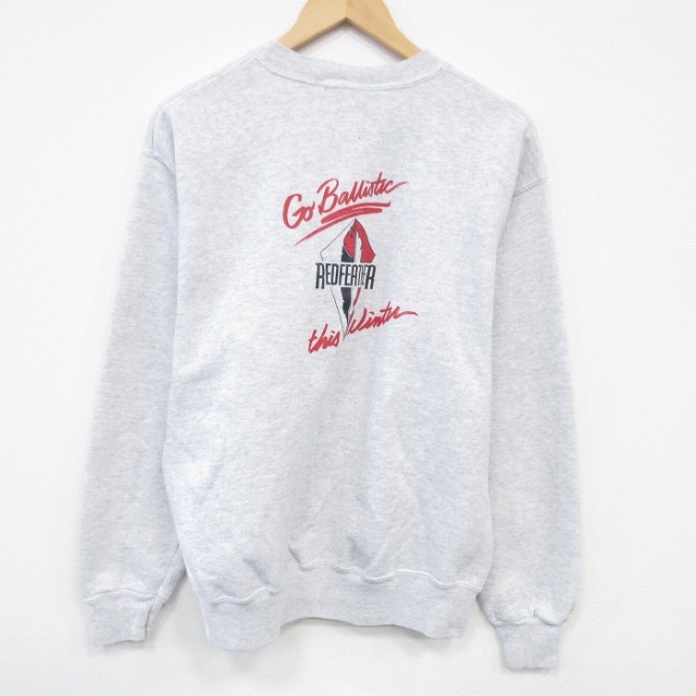 M★古着 ヘインズ 長袖 スウェット メンズ 90年代 90s REDFEATHER クルーネック 薄グレー 霜降り 25dec19