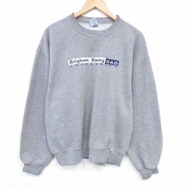 ラッセル 00s 長袖スウェット Brigham刺繍 グレー XL | 古着