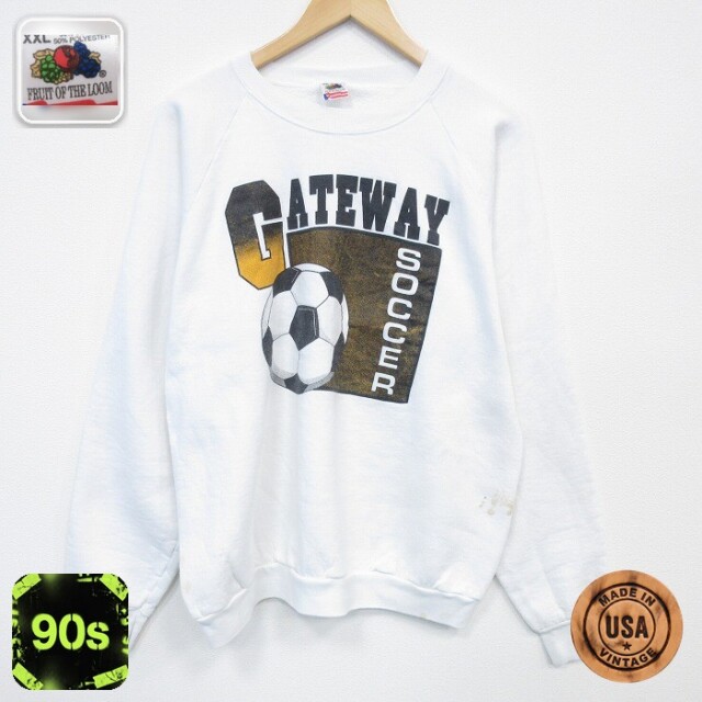 【50%OFF】フルーツオブザルーム 90s 長袖スウェット サッカー ホワイト L | 古着