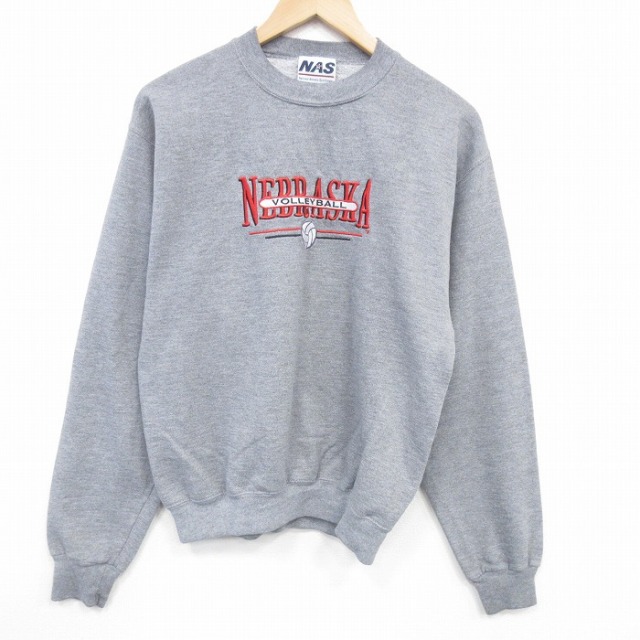 90s 長袖スウェット ネブラスカ刺繍 グレー M | 古着