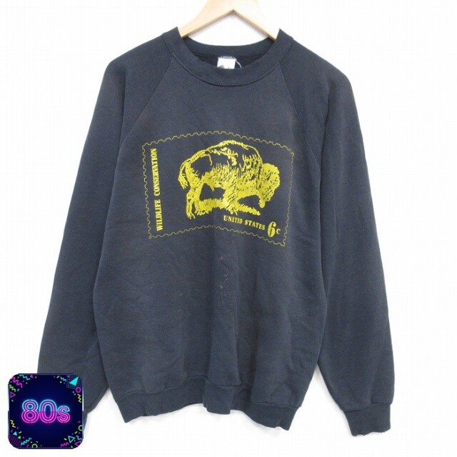 【50%OFF】バッファロー 80s ラグランスウェット ブラック L | 古着