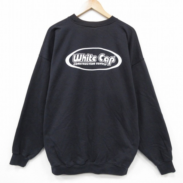 XL★古着 長袖 スウェット メンズ 00年代 00s ホワイトカップ 大きいサイズ クルーネック 黒 25dec20