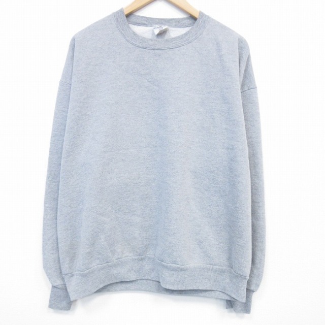 XL★古着 ジャージーズ 長袖 スウェット メンズ 00年代 00s 無地 クルーネック 薄グレー 霜降り 25dec22