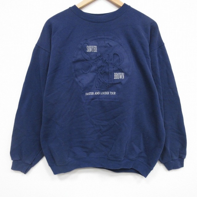 【50%OFF】ヘインズ 90s 長袖スウェット SAWYER BROWNプリント ネイビー XL | 古着