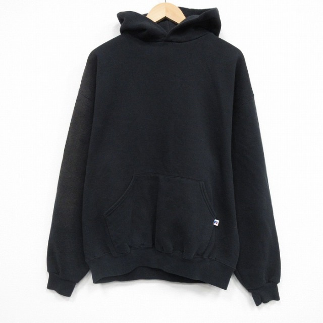 XL★古着 ラッセル 長袖 スウェット パーカー メンズ 00年代 00s 無地 大きいサイズ 黒 25dec22