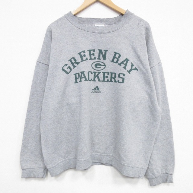 アディダス 90s 長袖スウェット NFL グリーンベイペッカーズ グレー XL | 古着