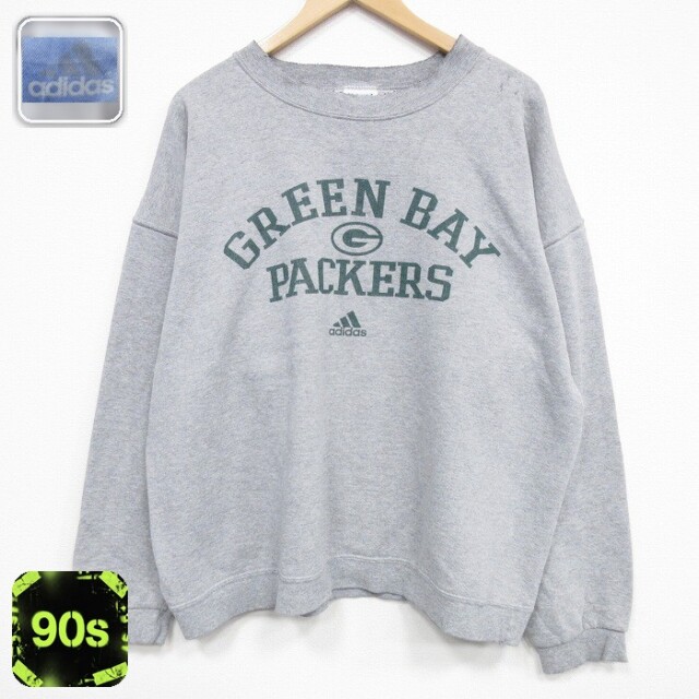【50%OFF】アディダス 90s 長袖スウェット NFL グリーンベイペッカーズ グレー XL | 古着