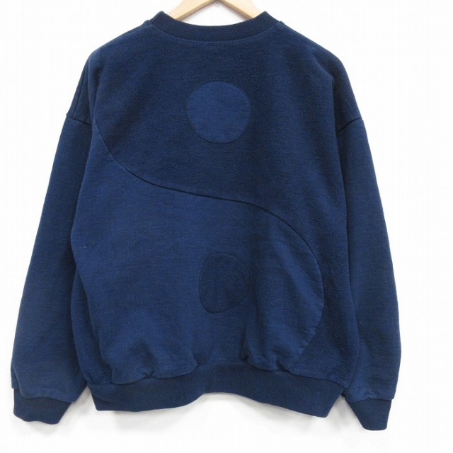 XL★古着 長袖 スウェット メンズ クルーネック 紺 25dec22