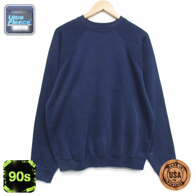 【50%OFF】90s ラグランスウェット ネイビー L | 古着