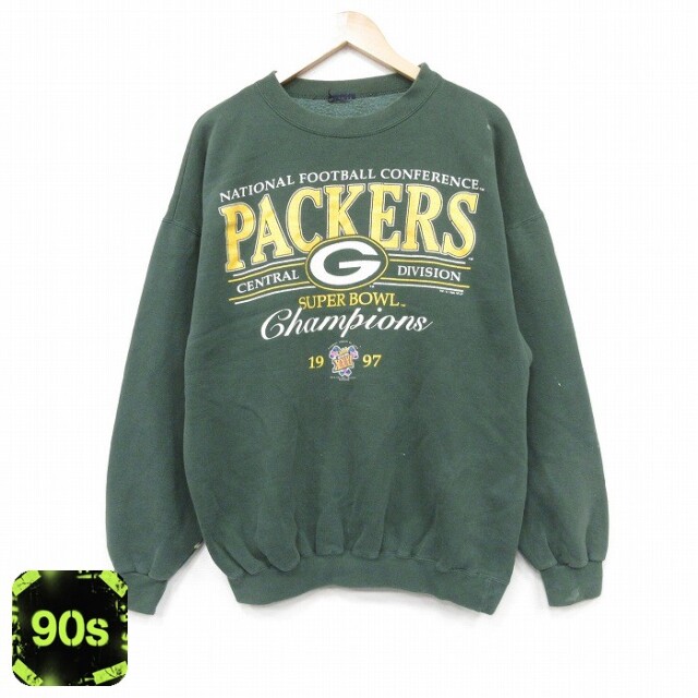 【50%OFF】90s 長袖スウェット グリーンベイペッカーズ グリーン XL | 古着