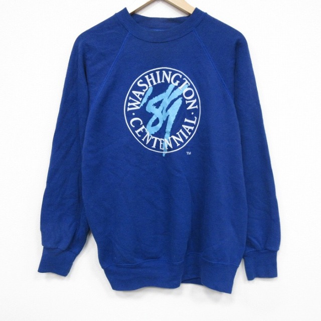 【50%OFF】80s ラグランスウェット ワシントン ブルー L | 古着