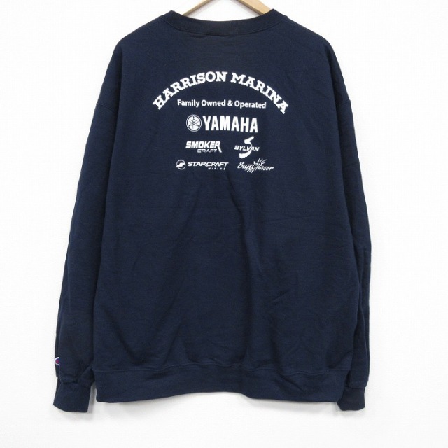 チャンピオン 長袖スウェット ヤマハ企業広告 ネイビー XL | 古着