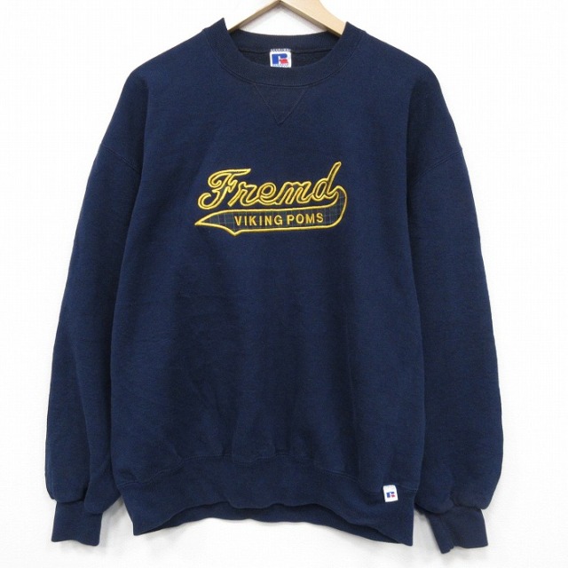 XL★古着 ラッセル 長袖 スウェット メンズ 90年代 90s Tremd クルーネック USA製 紺 25dec23
