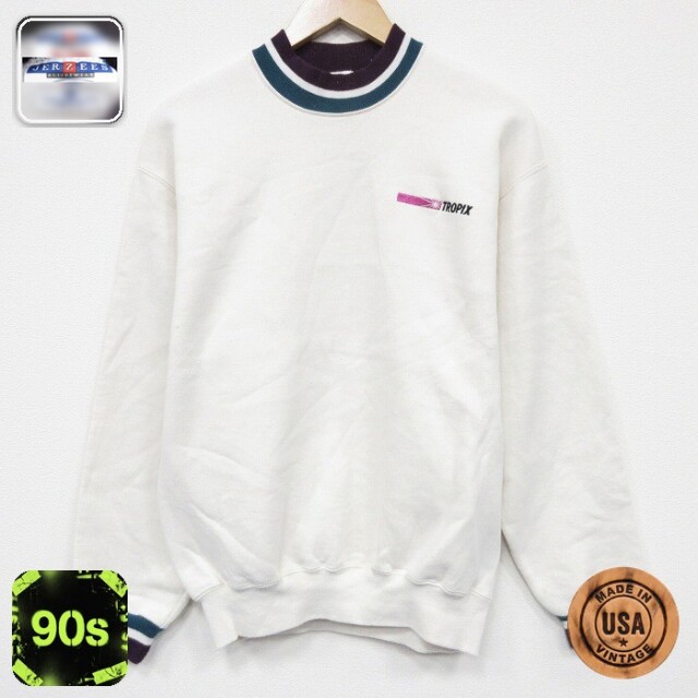 【50%OFF】ジャージーズ 90s 長袖スウェット TROPIX ホワイト M | 古着