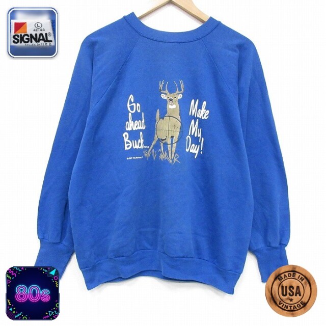 【50%OFF】80s 長袖スウェット シカ ブルー L | 古着