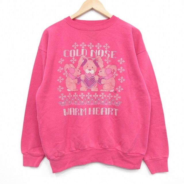 【50%OFF】80s 長袖スウェット ウサギ ピンク L | 古着