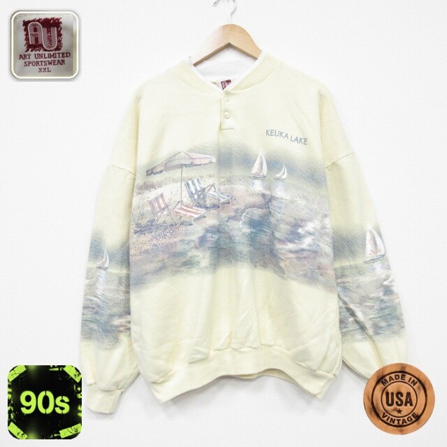 【50%OFF】ART UNLIMITED 90s 長袖スウェット ヨット イエロー XL | 古着