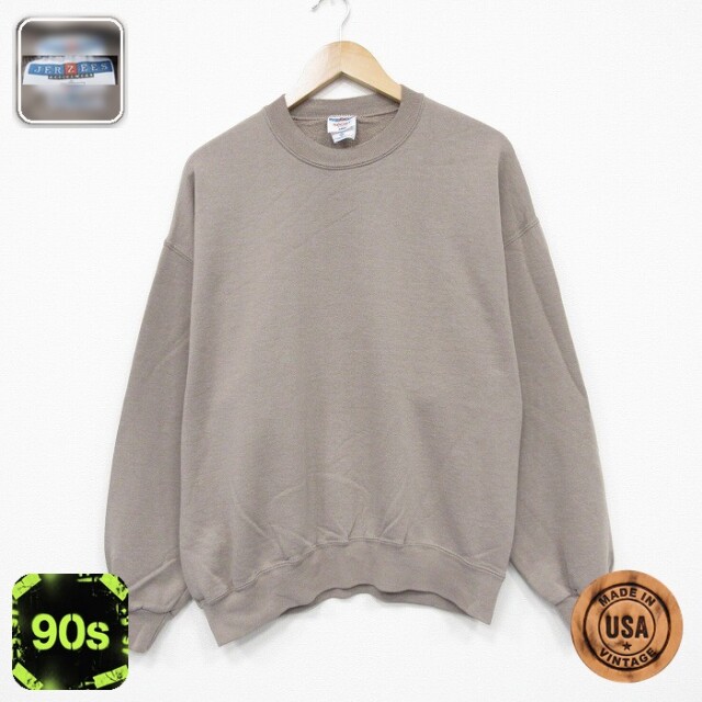【50%OFF】ジャージーズ 90s 長袖スウェット ワンポイントロゴ ベージュ L | 古着
