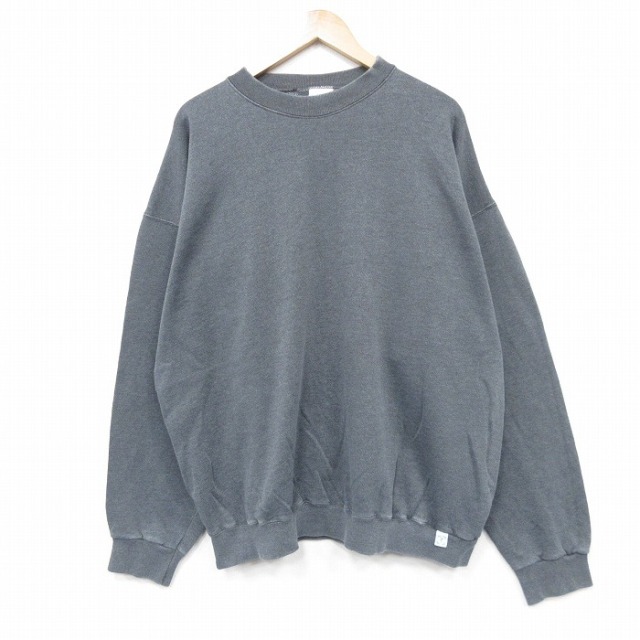 【20%OFF】XL★古着 ディスカス 長袖 スウェット メンズ 00年代 00s 無地 クルーネック グレー 霜降り 25dec25