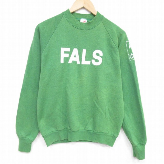 M★古着 ジャージーズ 長袖 スウェット メンズ 80年代 80s FALS ラグラン クルーネック USA製 黄緑 25dec25