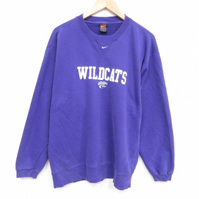 L★古着 ナイキ NIKE 長袖 スウェット メンズ 00年代 00s ワイルドキャッツ クルーネック 紫 25dec25