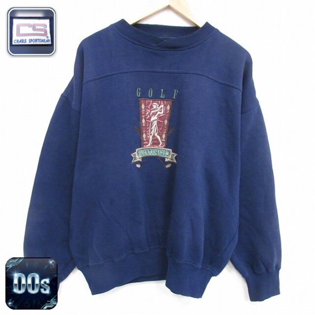 【50%OFF】ゴルフ 00s 長袖スウェット 刺繍 ネイビー XL | 古着