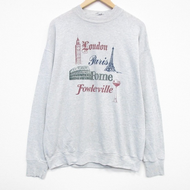 【50%OFF】フルーツオブザルーム 90s 長袖スウェット ロンドン グレー L | 古着