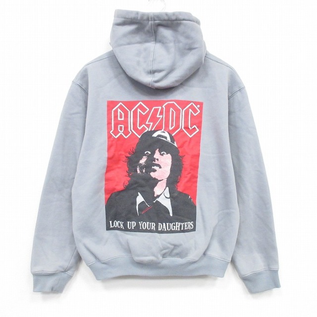 XL★古着 長袖 ロック バンド スウェット パーカー メンズ AC/DC コットン グレー 25dec26