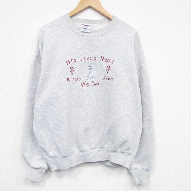 ジャージーズ 90s 長袖スウェット Loves刺繍 グレー XL | 古着