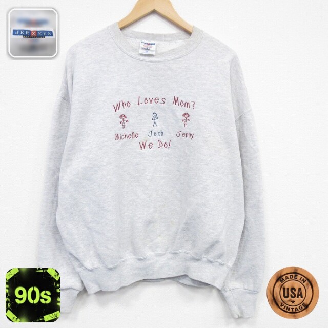 【50%OFF】ジャージーズ 90s 長袖スウェット Loves刺繍 グレー XL | 古着