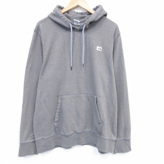 【20%OFF】XL★古着 ノースフェイス 長袖 スウェット パーカー メンズ ワンポイントロゴ グレー 25dec26