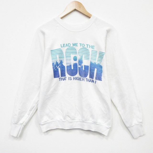 フルーツオブザルーム 90s 長袖スウェット ROCK ホワイト M | 古着