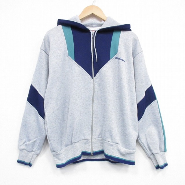 【20%OFF】ハーフジップスウェット ワンポイントロゴ グレー L | 古着