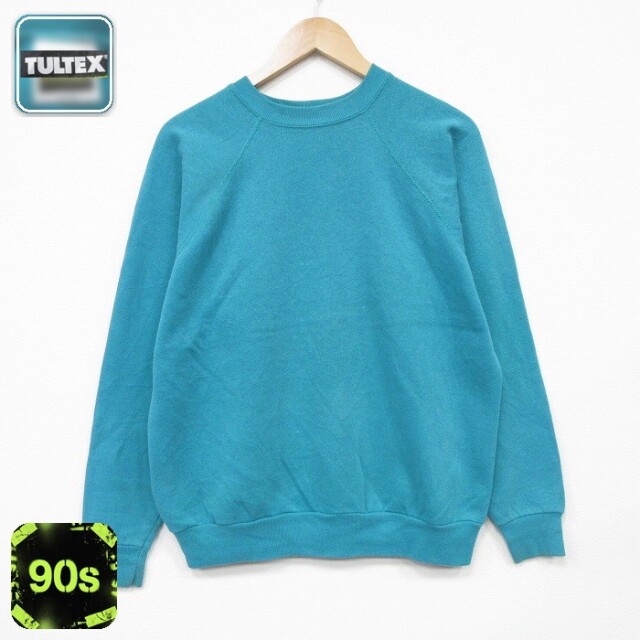 【50%OFF】90s ラグランスウェット 青緑 L | 古着